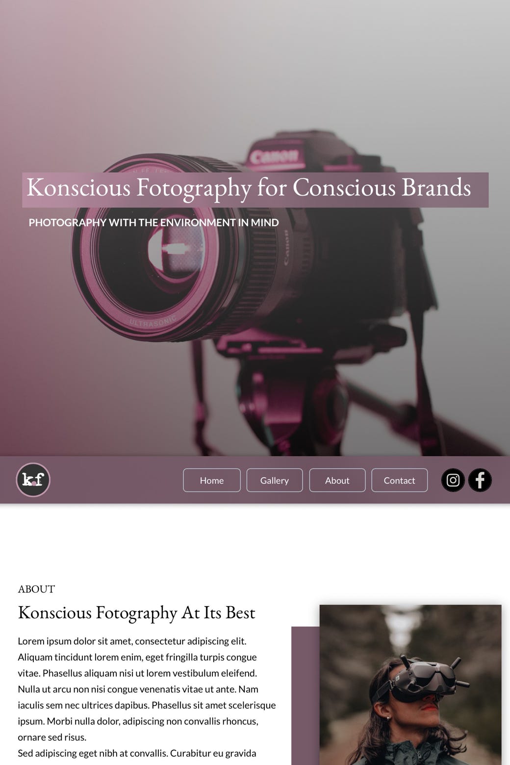 Konscious Fotography on tablet breakpoint format